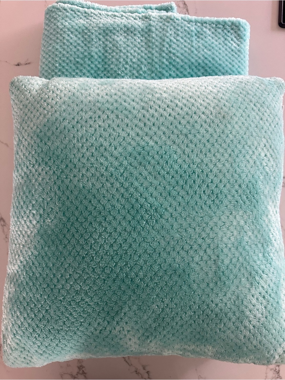 Plush Aqua Throw Blanket - Soft Textured Comfort